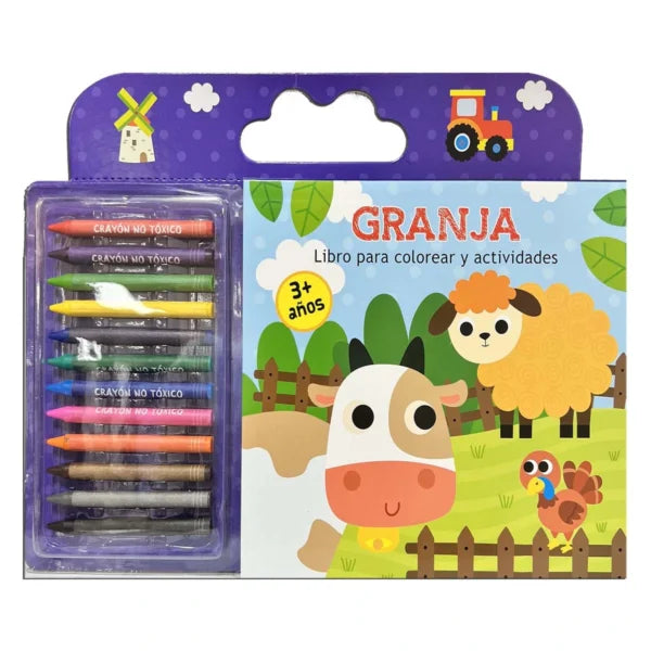 GRANJA libros para colorear - 12 crayones