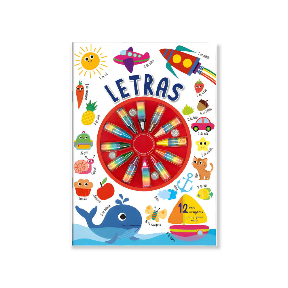 Letras - Libro Colorear + 12 Mini Crayones