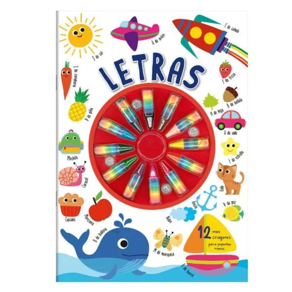 Libro Letras, 12 Mini Crayones