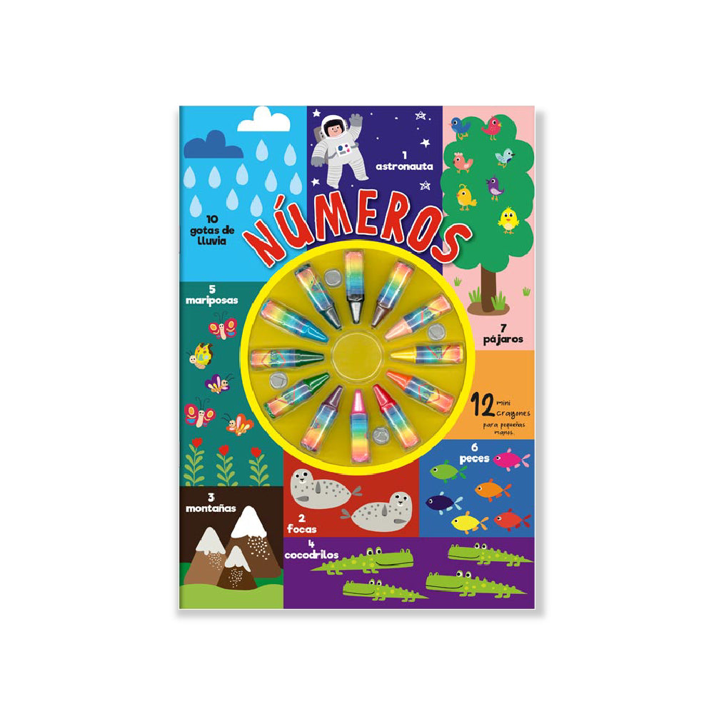Números - Libro Colorear + 12 Mini Crayones